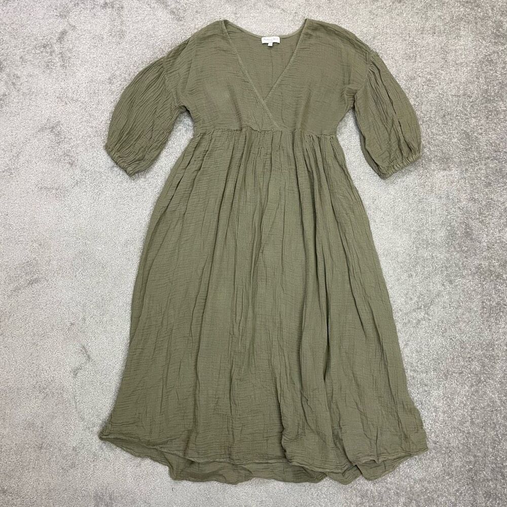 ♡ Michael Stars Olive Green Gauze Midi Dress ♡